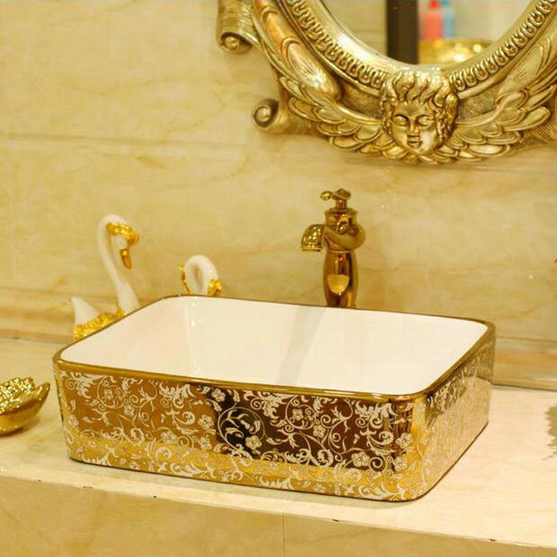 Trieste MosaicGold Rectangular Luxurious Bathroom Sink